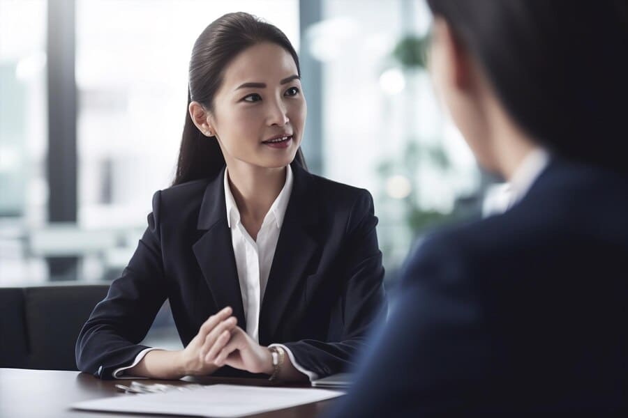 Woman headhunter consulting business partner