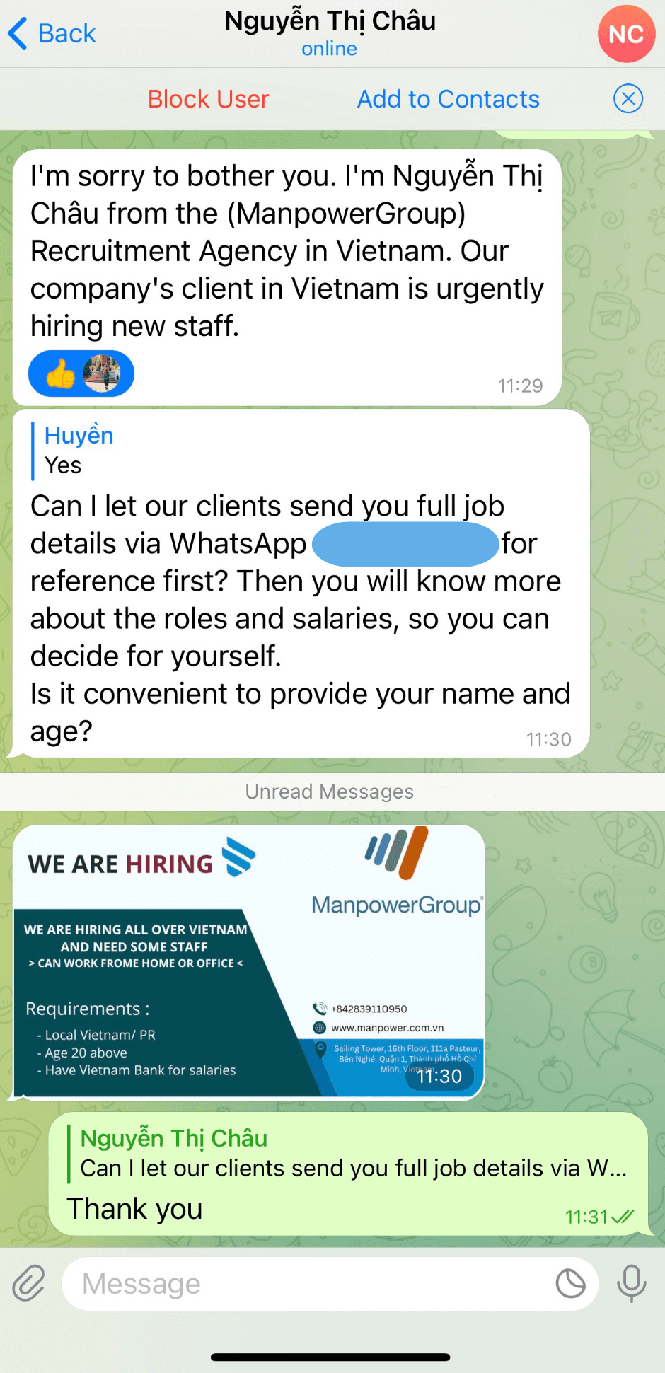 Notice from Manpower Vietnam regarding impersonation scams 3