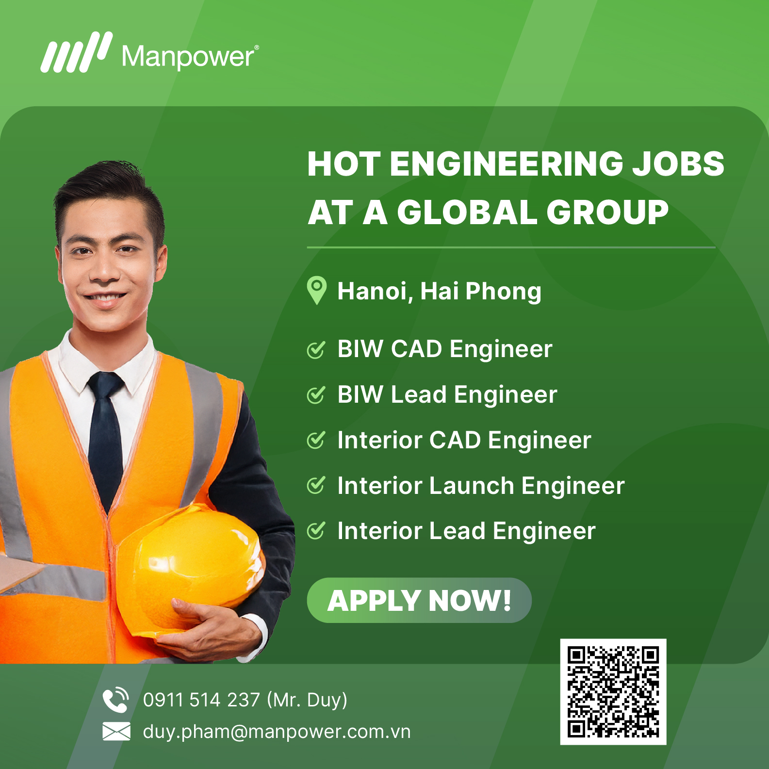 Job Post image for several engineer positions at a multinational engineering group