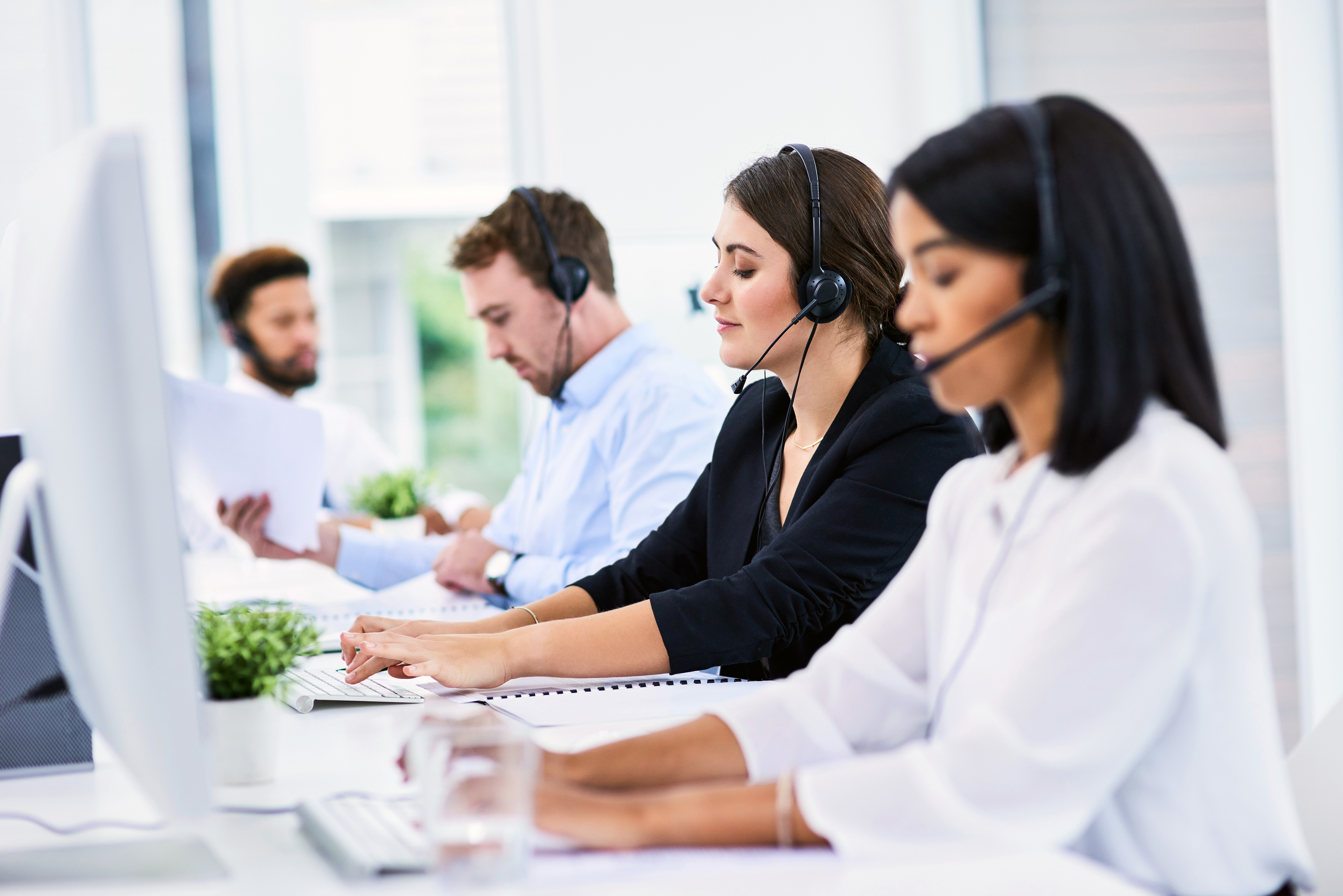 Team of contingent workers in an office setting