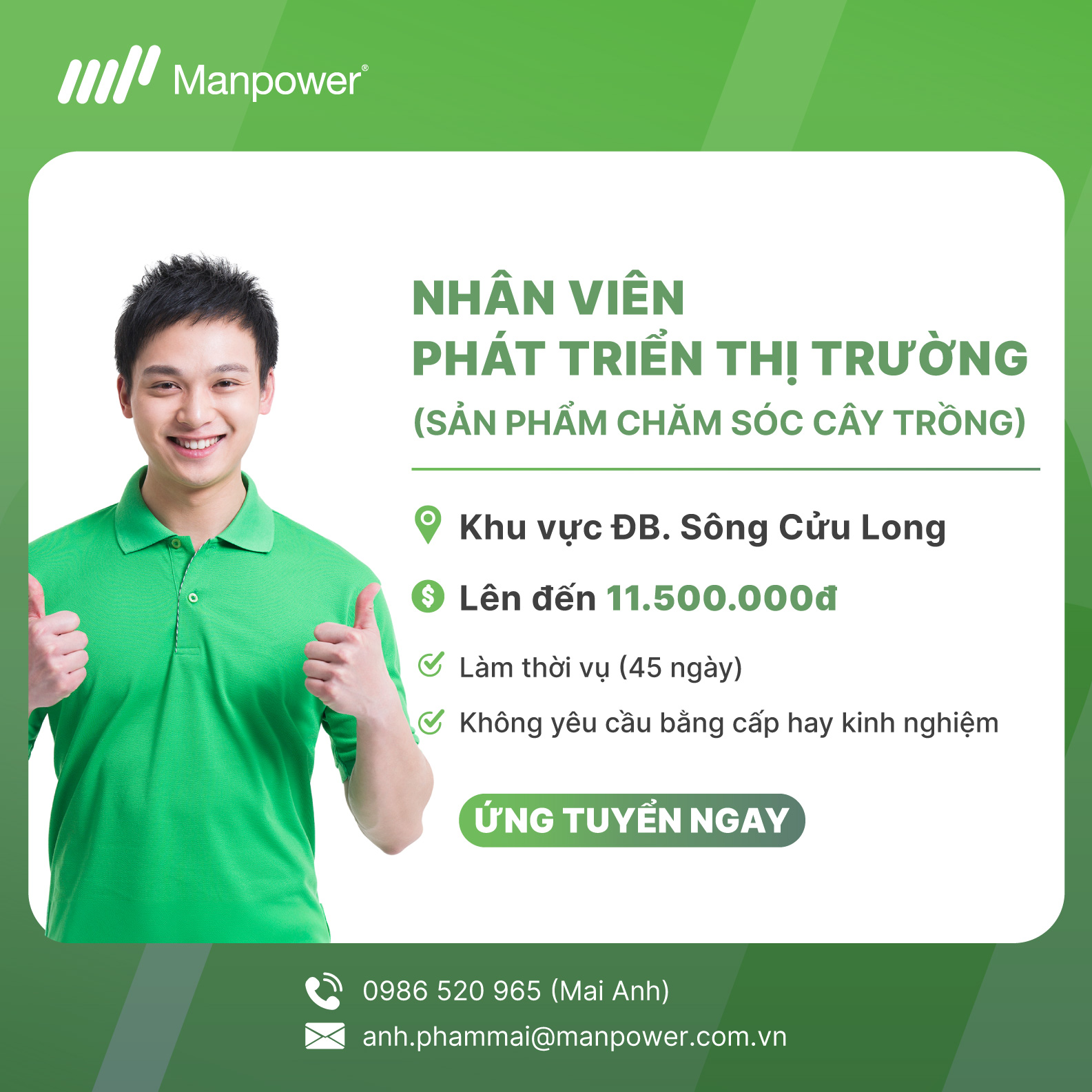 Tuyển dụng nhân viên phát triển thị trường sản phẩm chăm sóc cây trồng