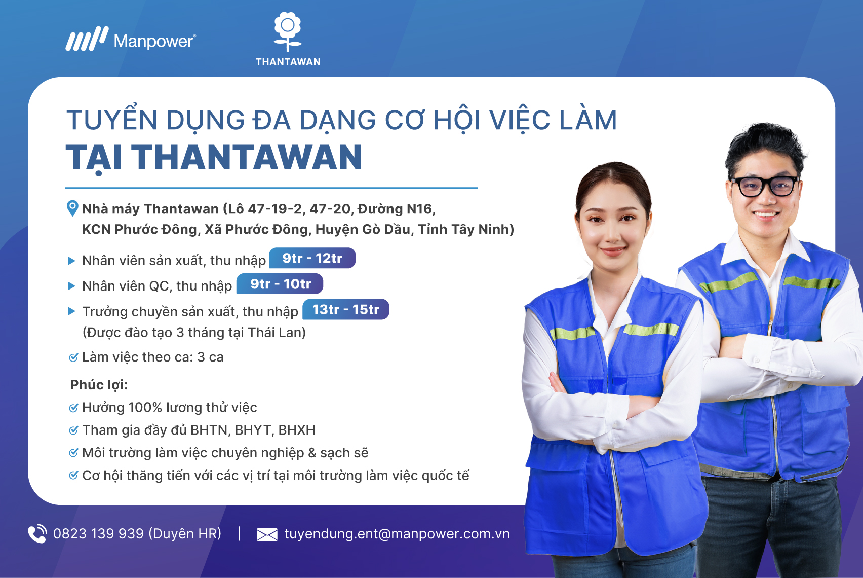 Banner Tuyển dụng công ty TNHH Thantawan các vị trí khối sản xuất